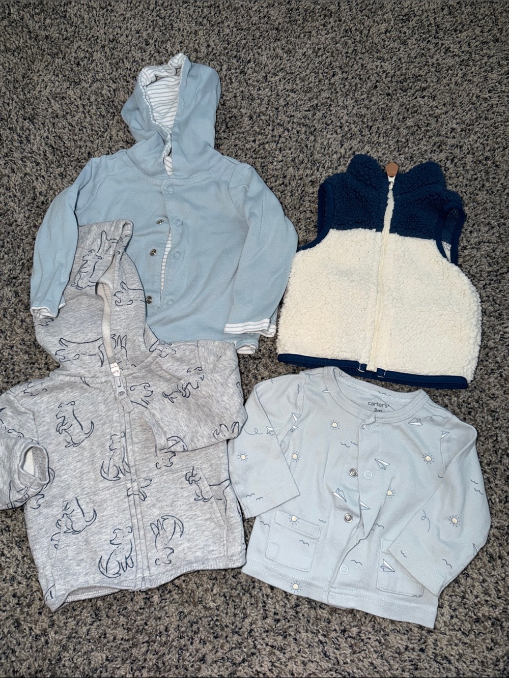 Carter's Light Blue & Navy Baby Hoodie, Vest and Cardigans Set